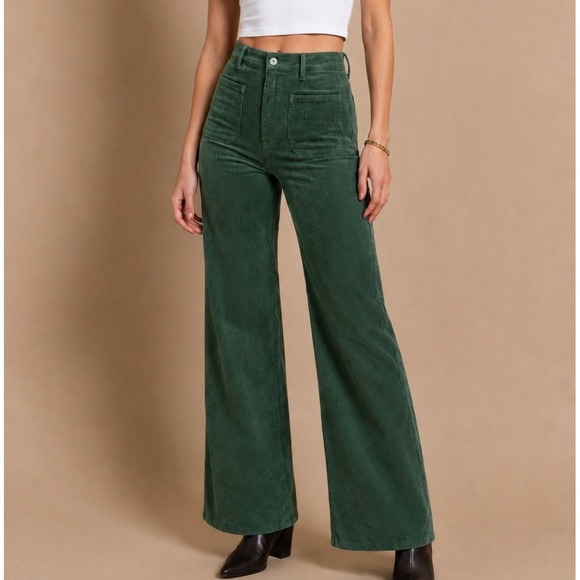 Reformation Pants - Reformation Alyssa High Rise Wide Leg Jeans Corduroy Pants Women's 26 Forest Fit